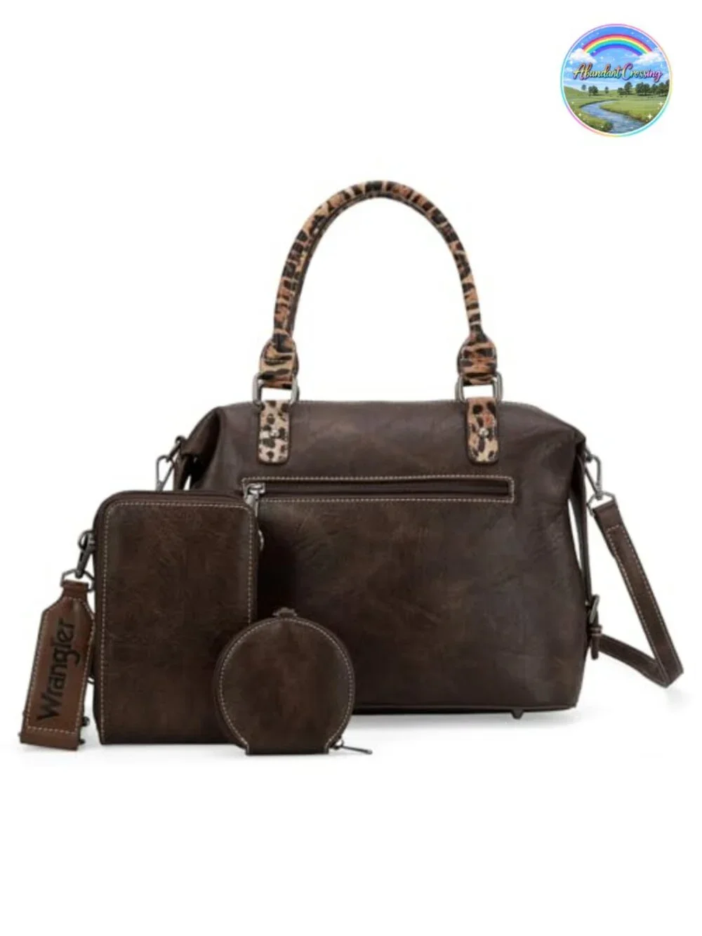 3 Piece Doctor Bag Set with Cell Phone Handbag and Coin Purse Leather Satchel